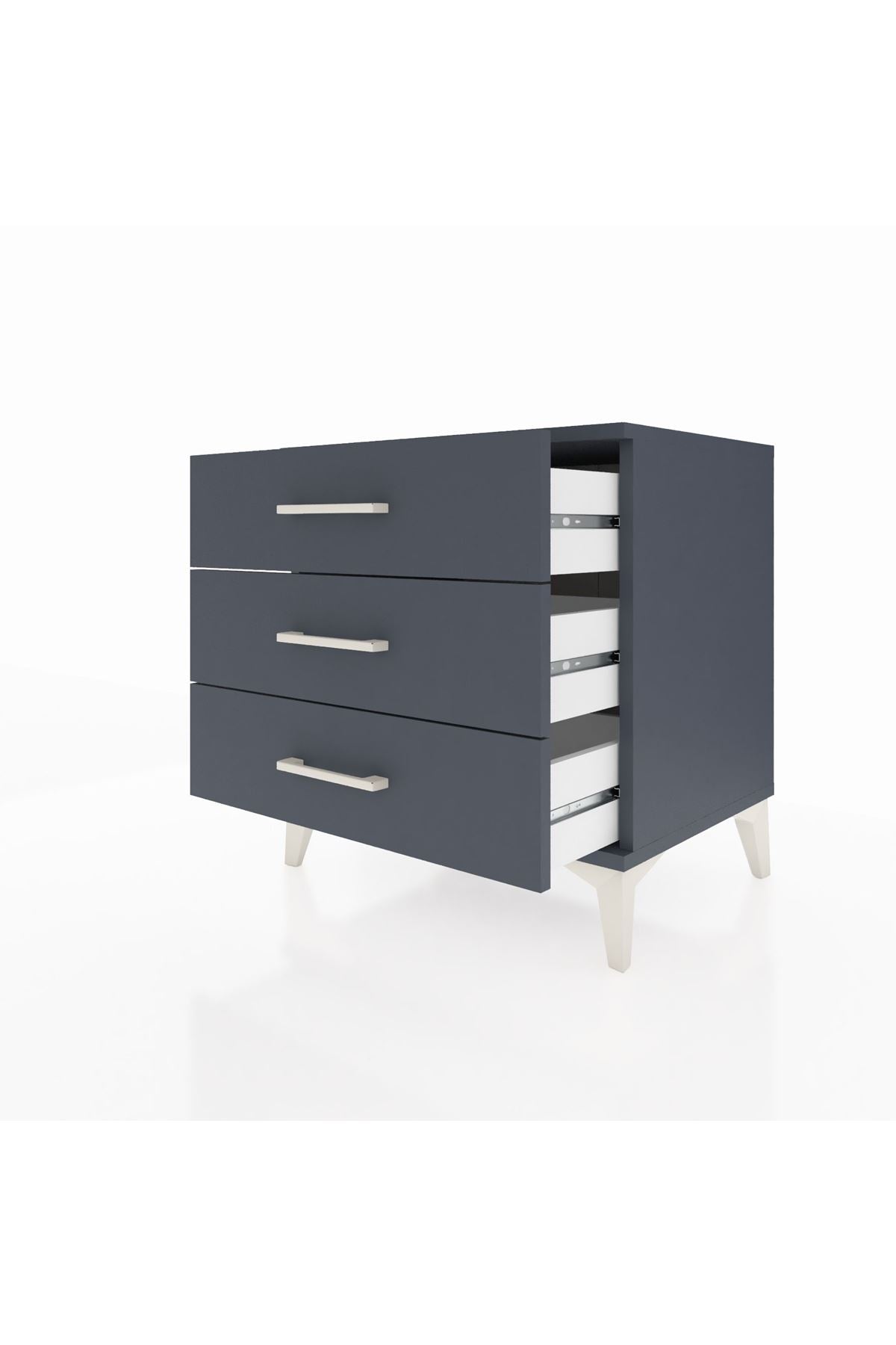 Hyperion Komodin 3 Çekmeceli 60x44x64 Antrasit-Antrasit