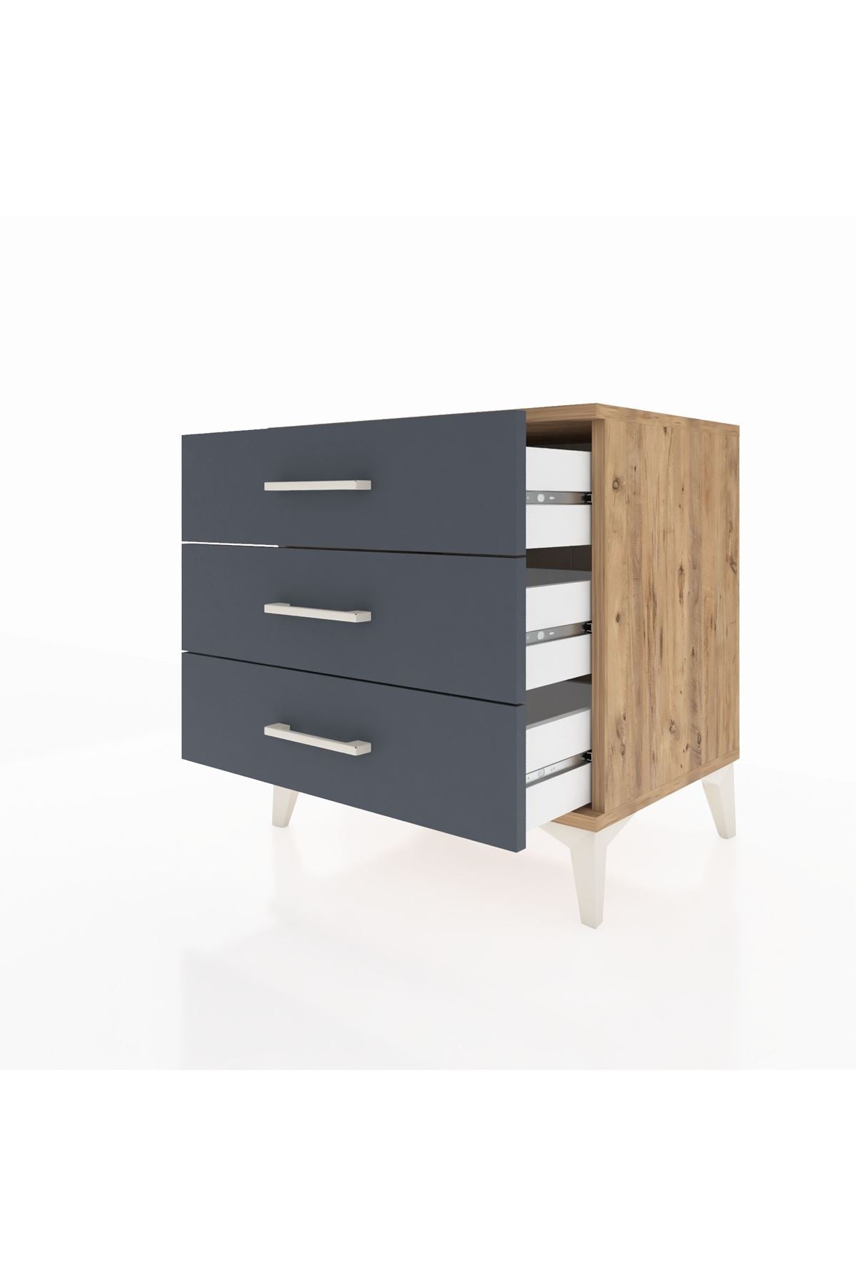 Hyperion Komodin 3 Çekmeceli 60x44x64 Çam-Antrasit