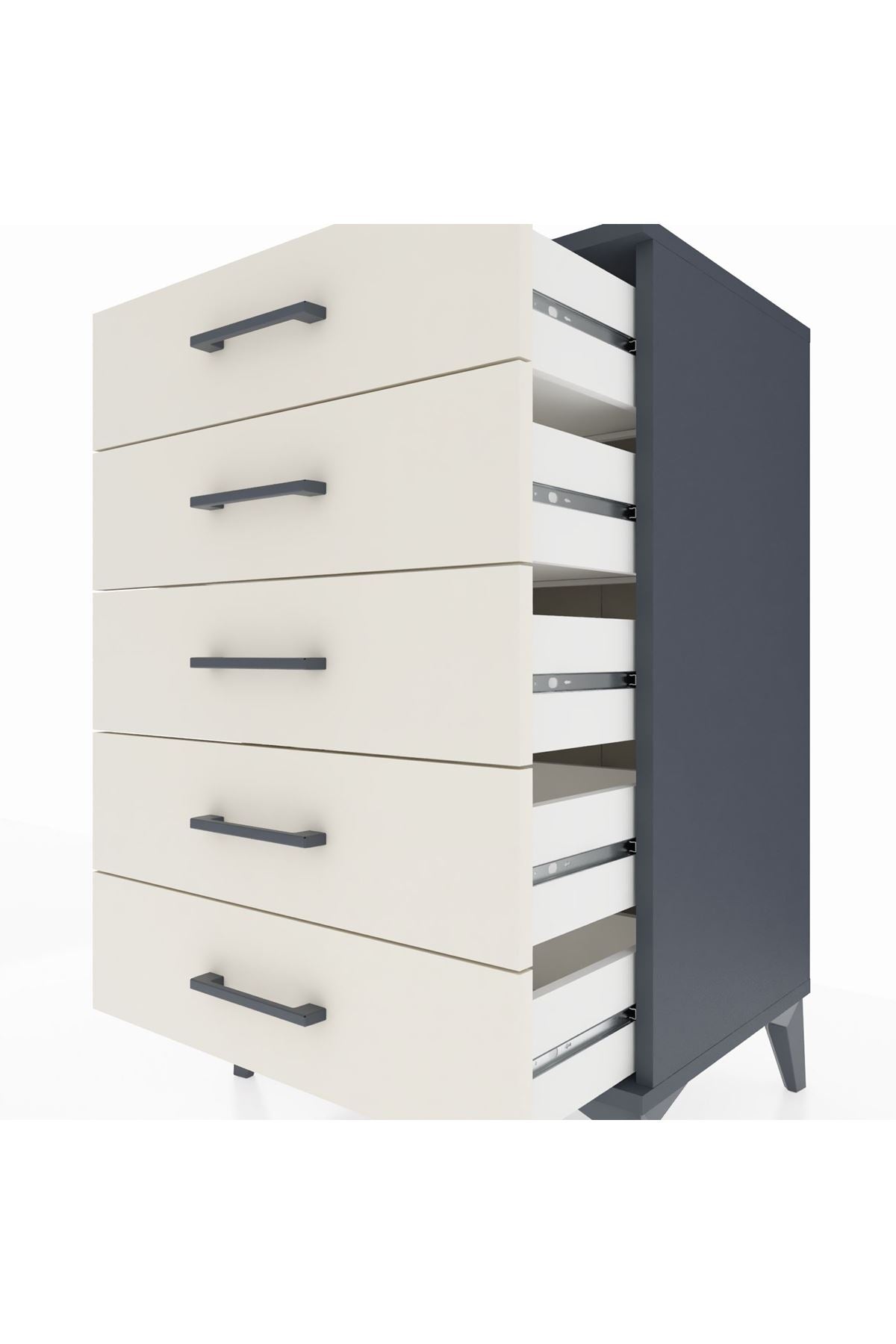 Hyperion Komodin 5 Çekmeceli 60x44x96 Antrasit-Aytaşı