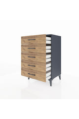 Hyperion Komodin 5 Çekmeceli 60x44x96 Antrasit-Çam