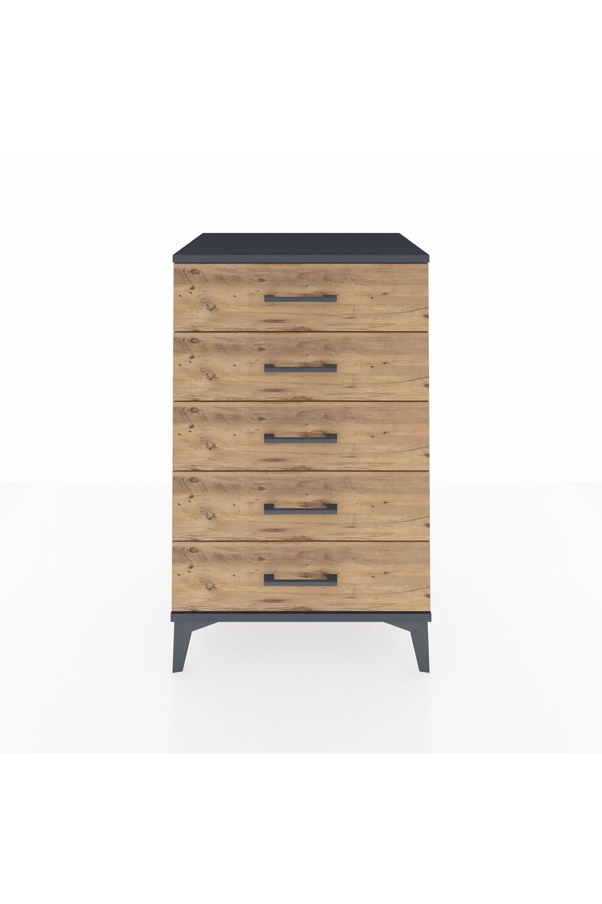 Hyperion Komodin 5 Çekmeceli 60x44x96 Antrasit-Çam