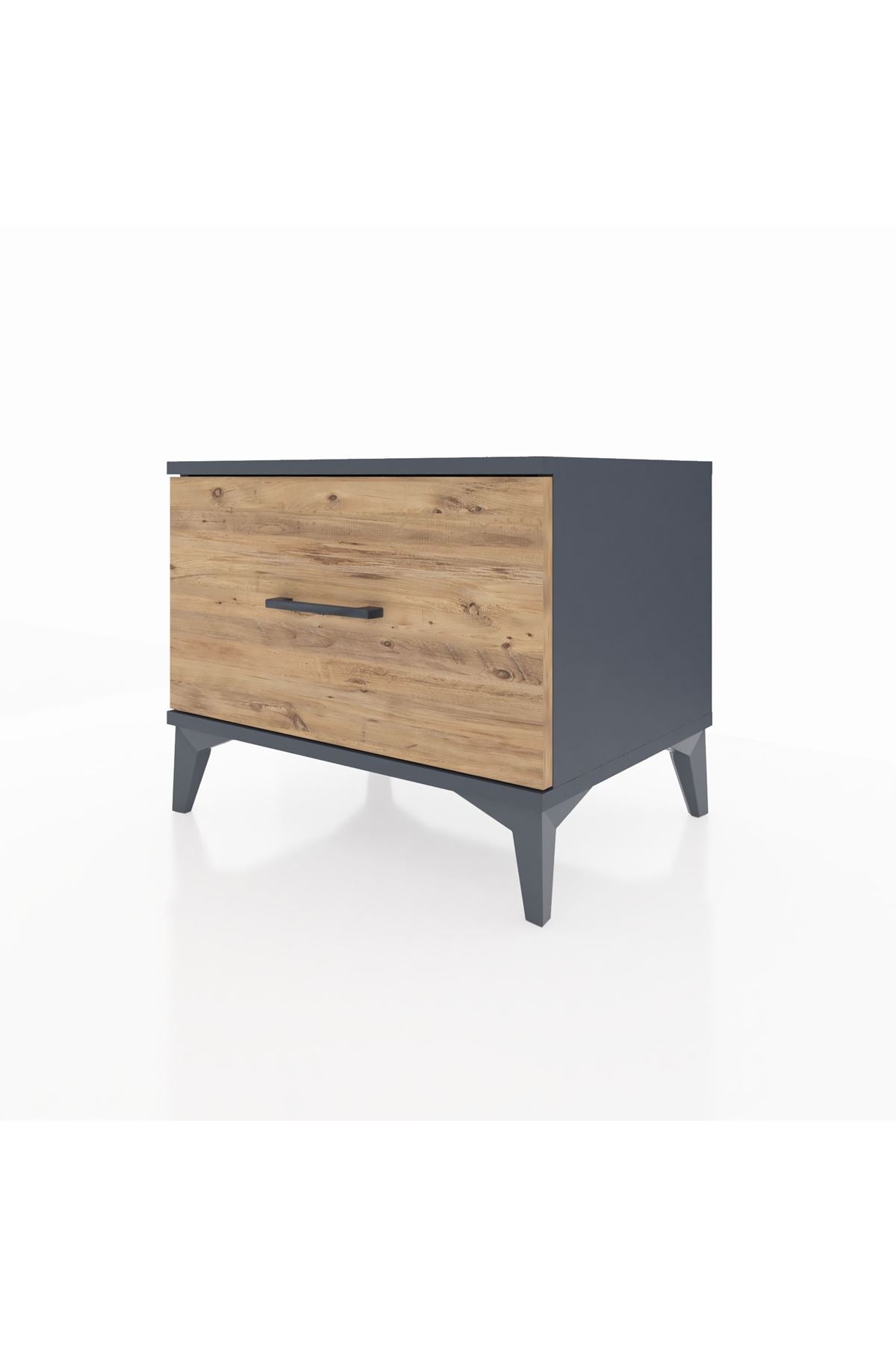 Hyperion Komodin Tek Çekmeceli 60x44x48 Antrasit-Çam