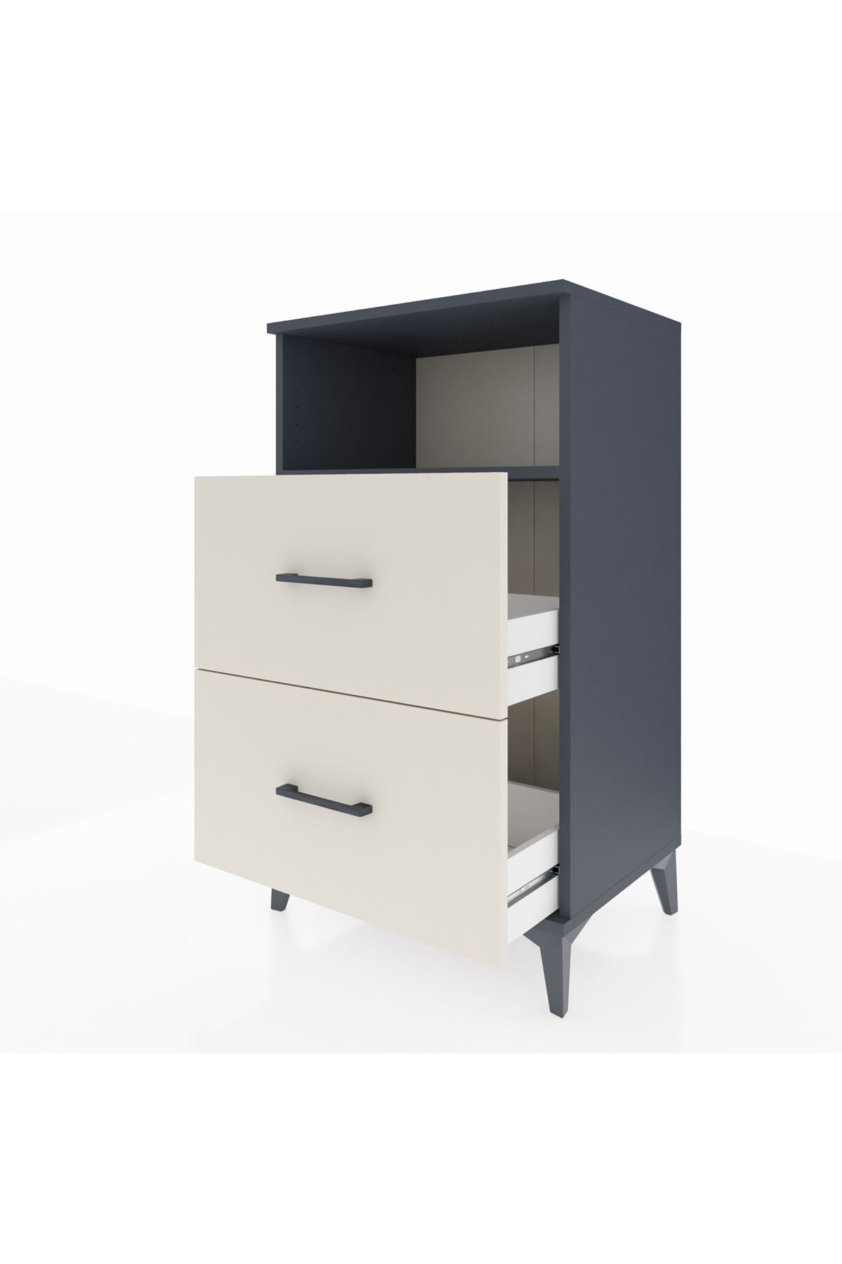 Hyperion Komodin Tek Raflı 2 Çekmeceli 60x44x106 Antrasit-Aytaşı