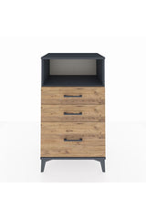 Hyperion Komodin Tek Raflı 3 Çekmeceli 60x44x106 Antrasit-Çam