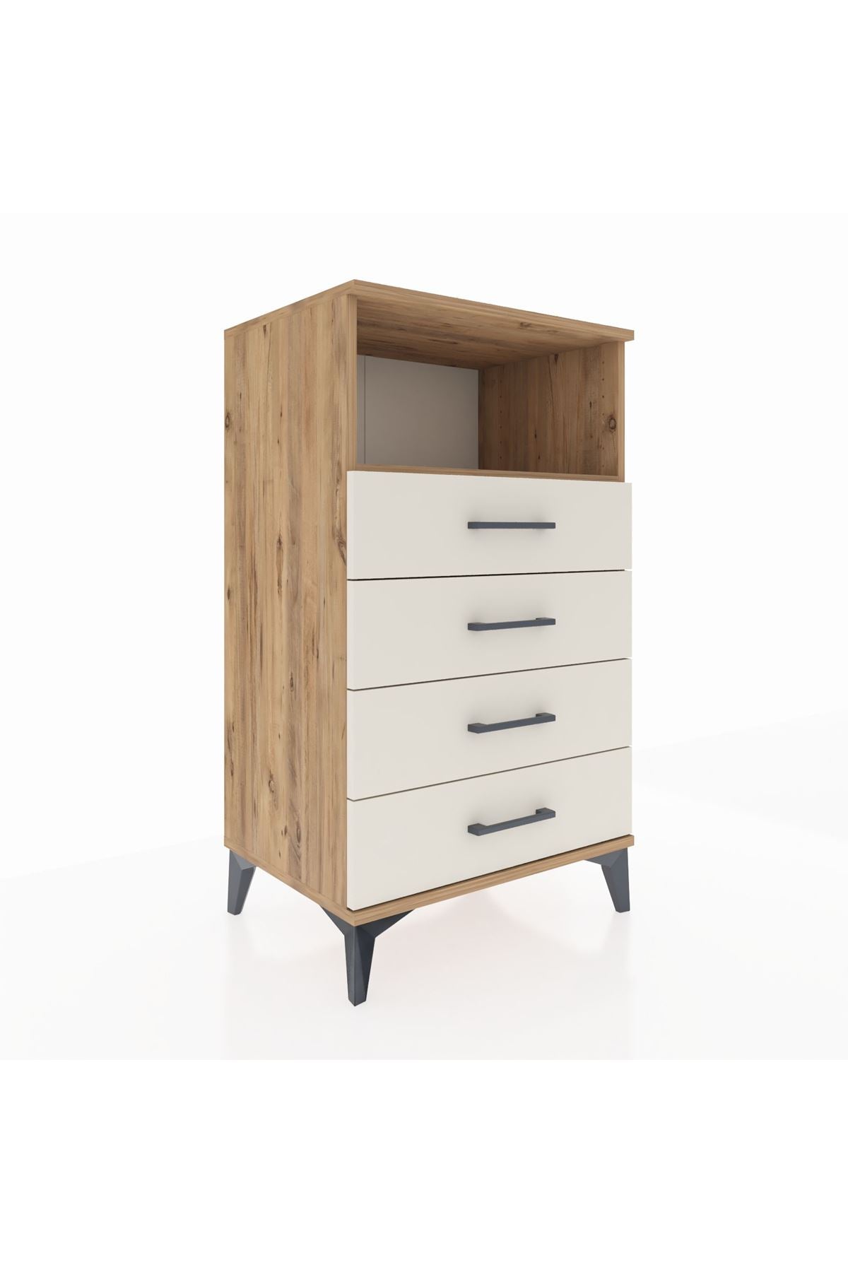 Hyperion Komodin Tek Raflı 4 Çekmeceli 60x44x106 Çam-Aytaşı