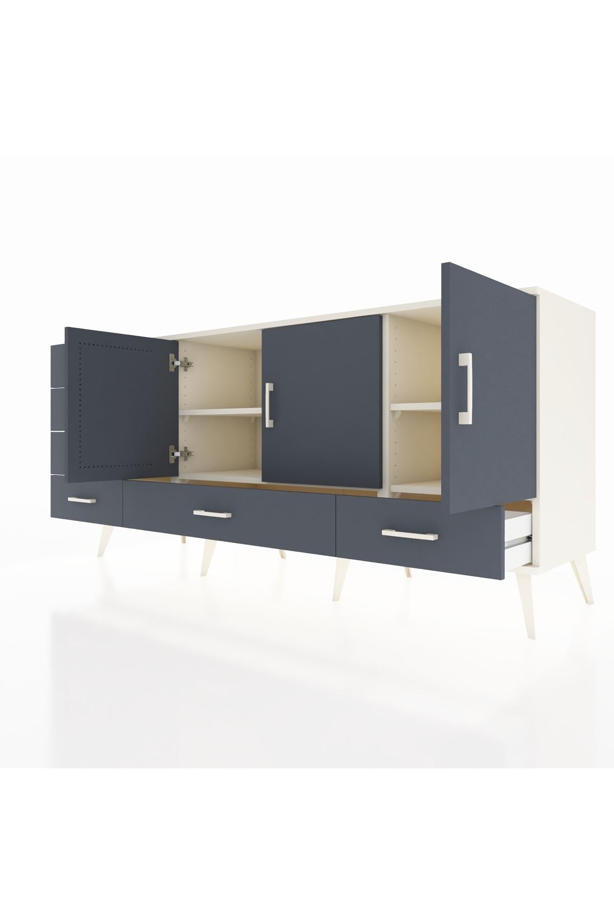 Hyperion Konsol 4 Raflı 6 Çekmeceli 3 Kapaklı 176x44x83 Aytaşı-Antrasit