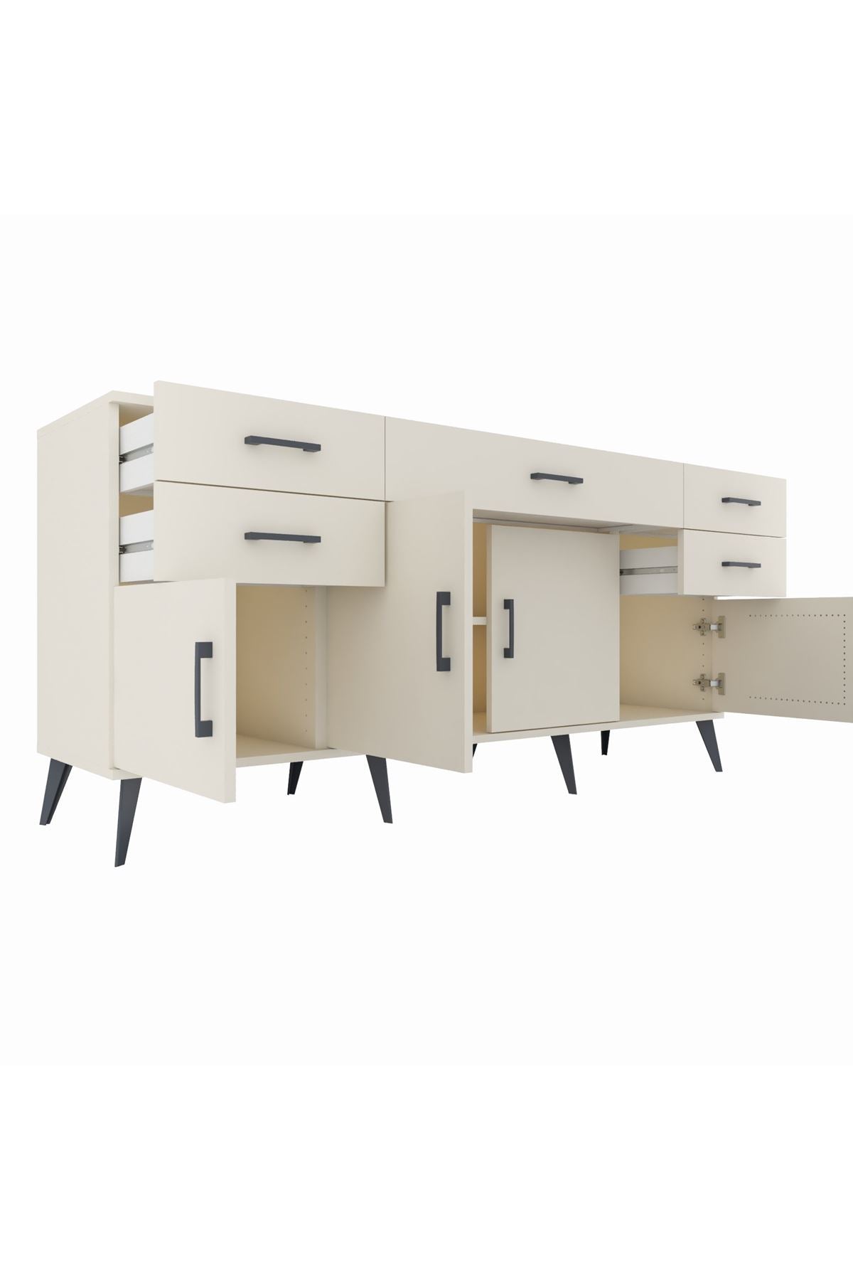 Hyperion Konsol Tek Raflı 5 Çekmeceli 4 Kapaklı 176x44x83 Aytaşı-Aytaşı
