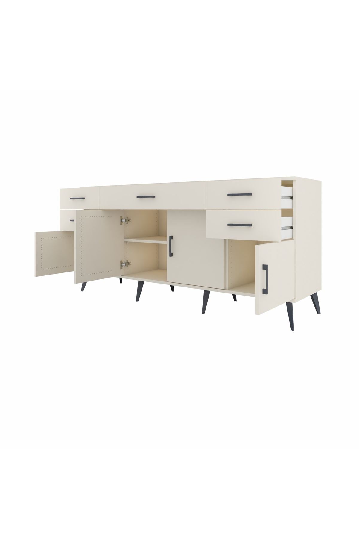 Hyperion Konsol Tek Raflı 5 Çekmeceli 4 Kapaklı 176x44x83 Aytaşı-Aytaşı