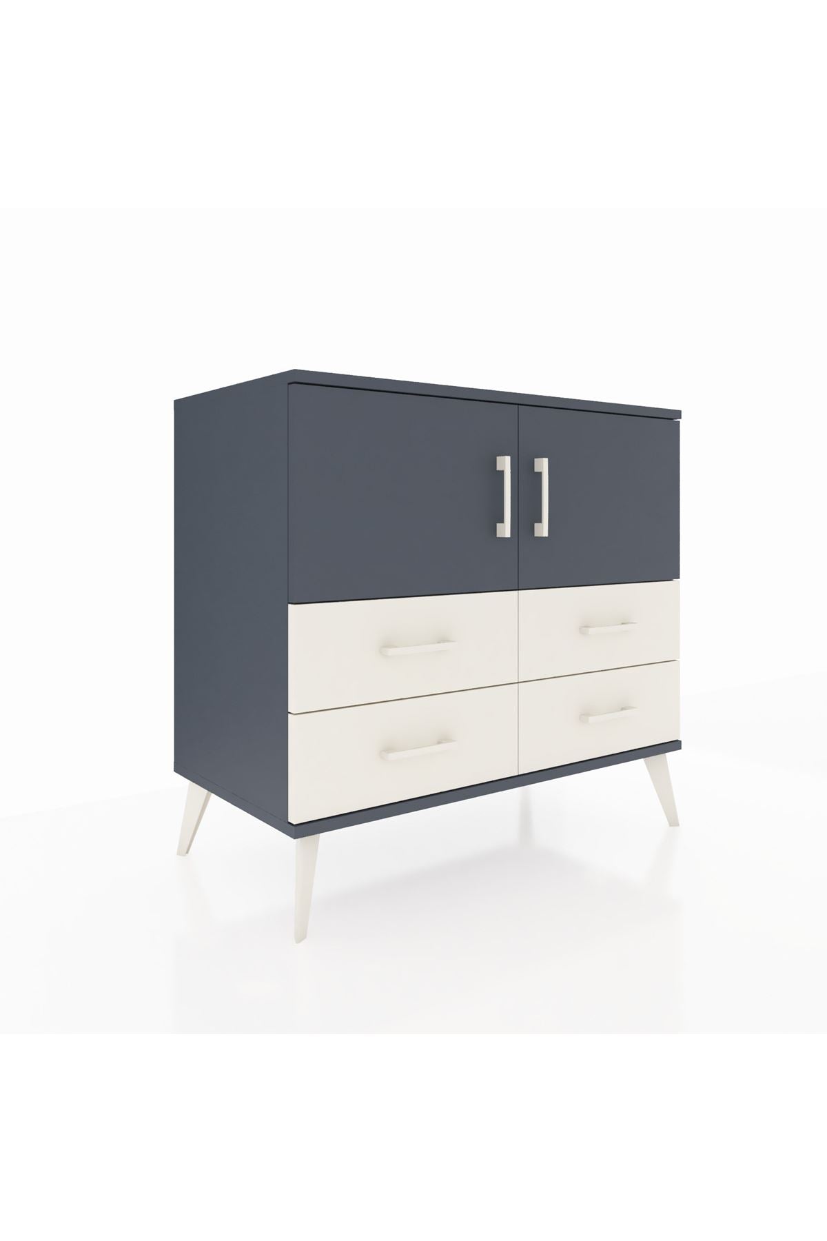 Hyperion Şifonyer 2 Raflı 4 Çekmeceli 2 Kapaklı 88x44x80 Antrasit-Antrasit/Aytaşı