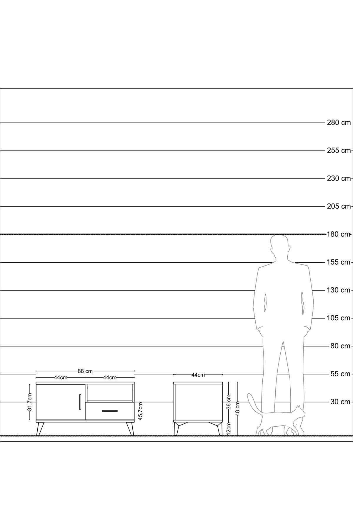 Hyperion Şifonyer 2 Raflı Tek Çekmeceli Tek Kapaklı  88x44x48 Çam-Aytaşı/Çam