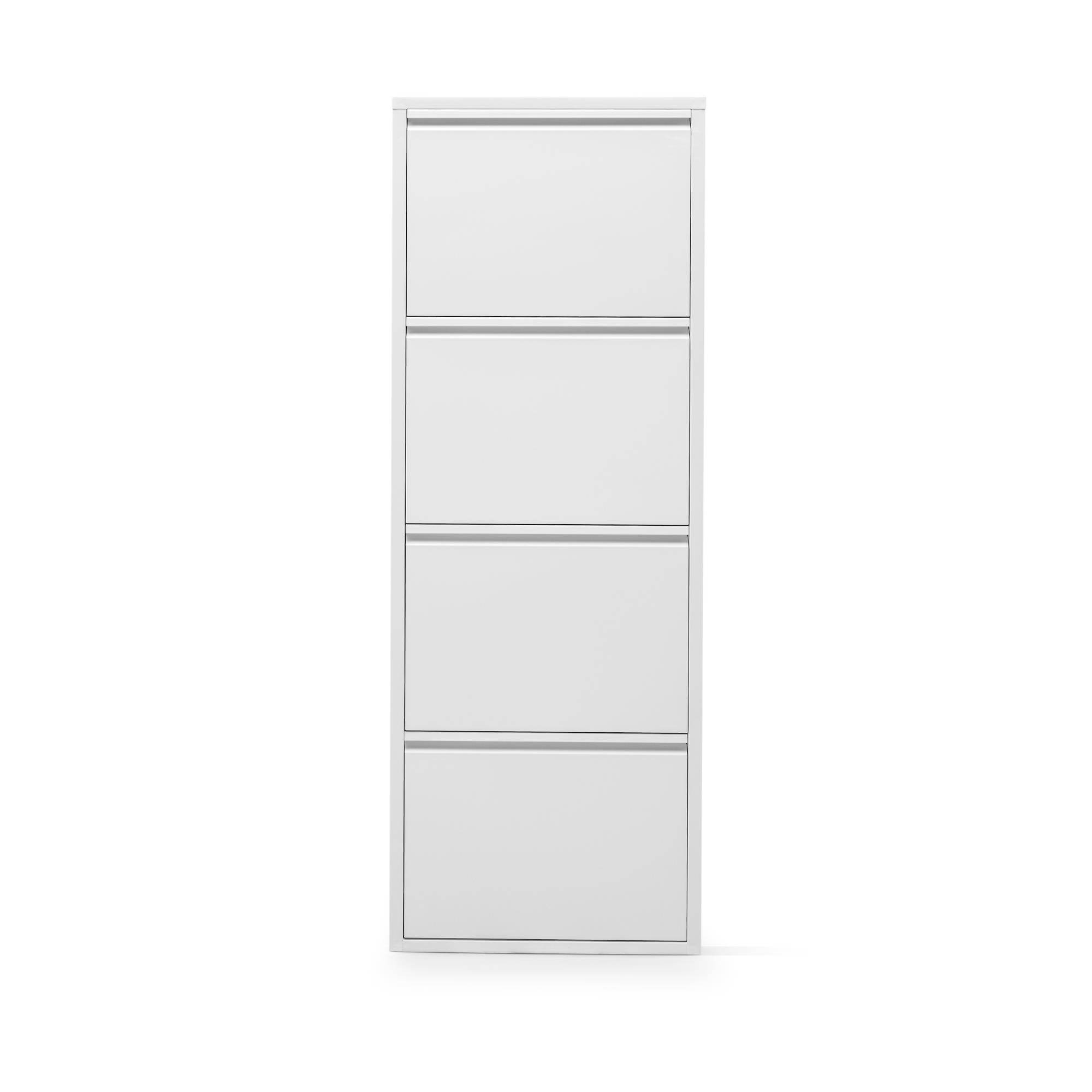 4 Raflı Metal Ayakkabılık | Beyaz | Kapı Önü Ayakkabılık | Rehome
