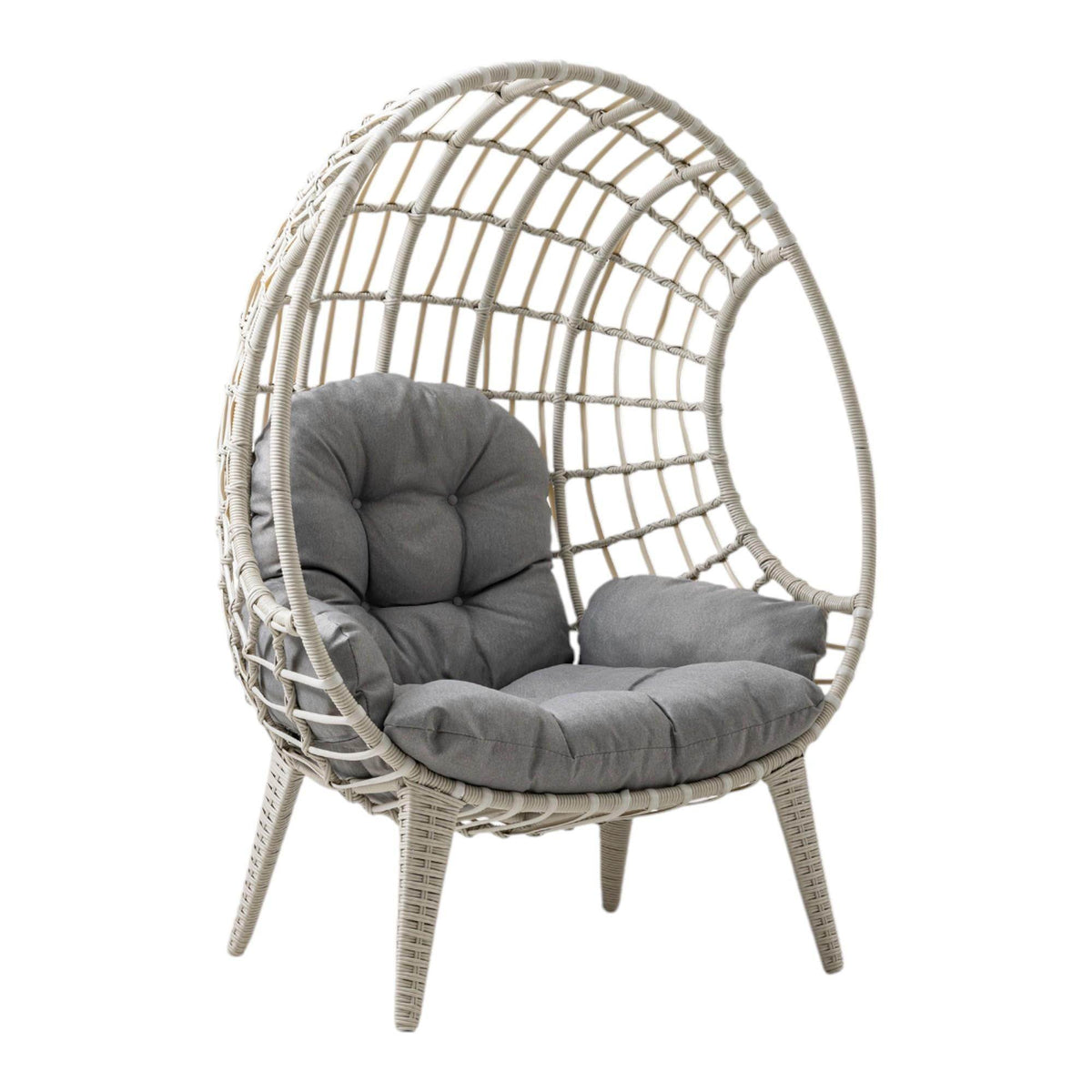 Egg Chair Tekli Rattan Bahçe Koluğu | Rehome Minderli Oval Lounge