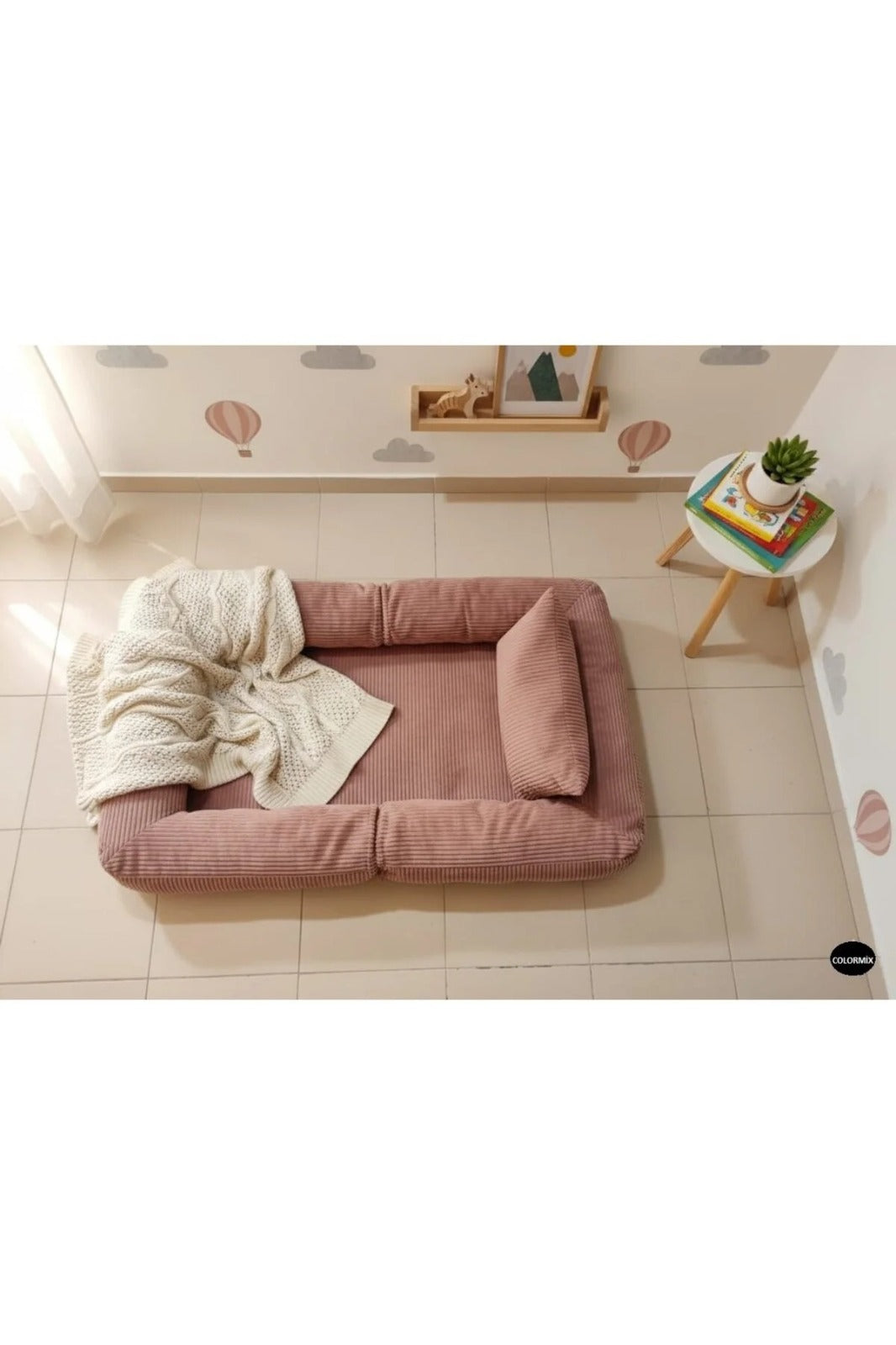 Çocuk Yer Yatağı 150x90 cm – Sünger Bebek Oyun Minderi Yıkanabilir Kılıflı | Pembe